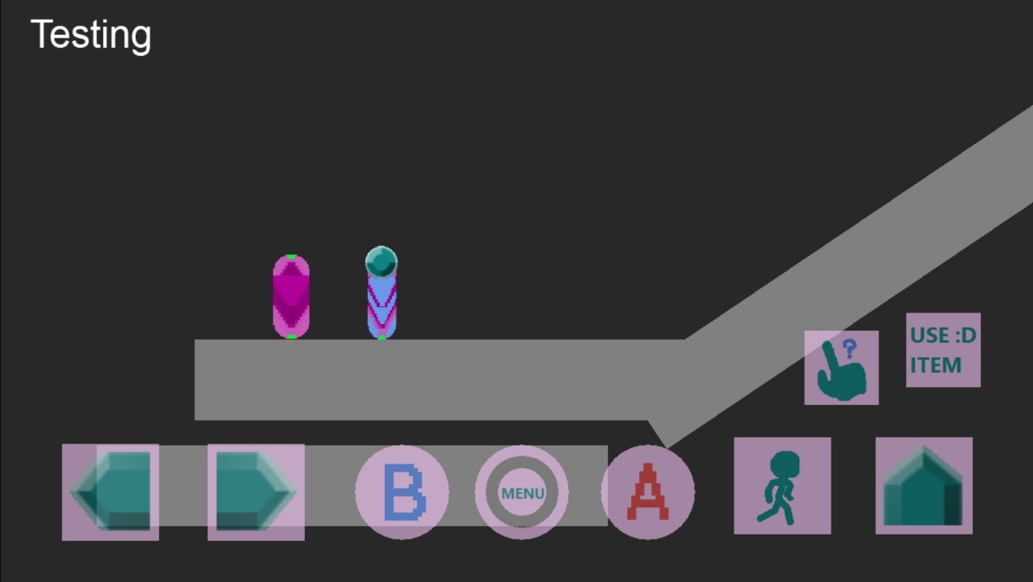 Testing android touch input controls layouts. B is inventory, and A is the use button. Like shooting or using an item. :P