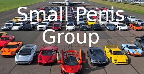 A bunch of muscle cars with the logo "small penis group"