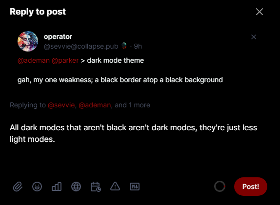 dark mode image of writing this post. Jet black.