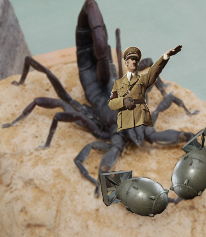 Adolf Hitler/Scorpion hybrid with atom bombs instead of hands Adolf Hitler/Scorpion hybrid with atom bombs instead of hands