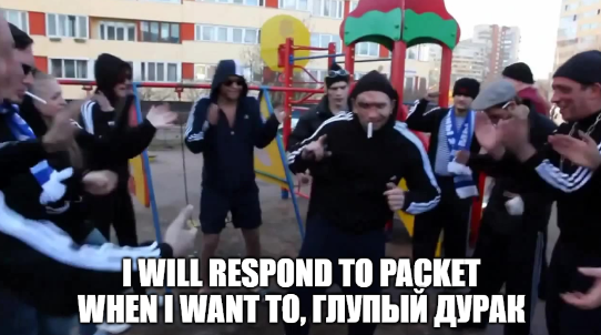 I will respond to packet when I want to, silly fool